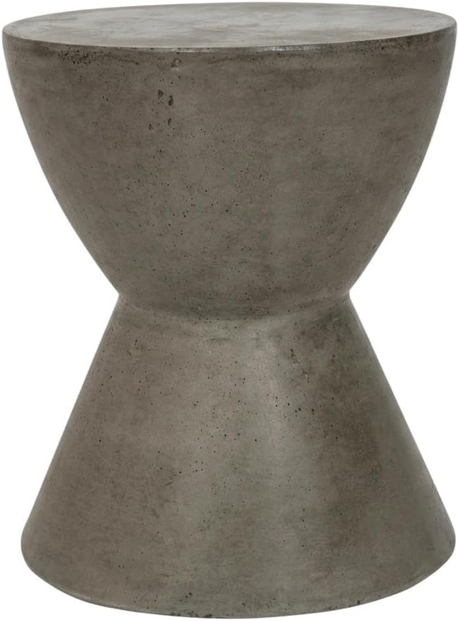 Starlight Canyon Home White Modern Concrete Round Accent Table, Indoor/Outdoo...