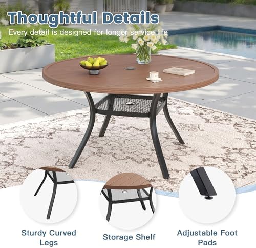 DIFY Outdoor Dining Set for 6, Patio Dining Furniture Set Includes 47.2"...