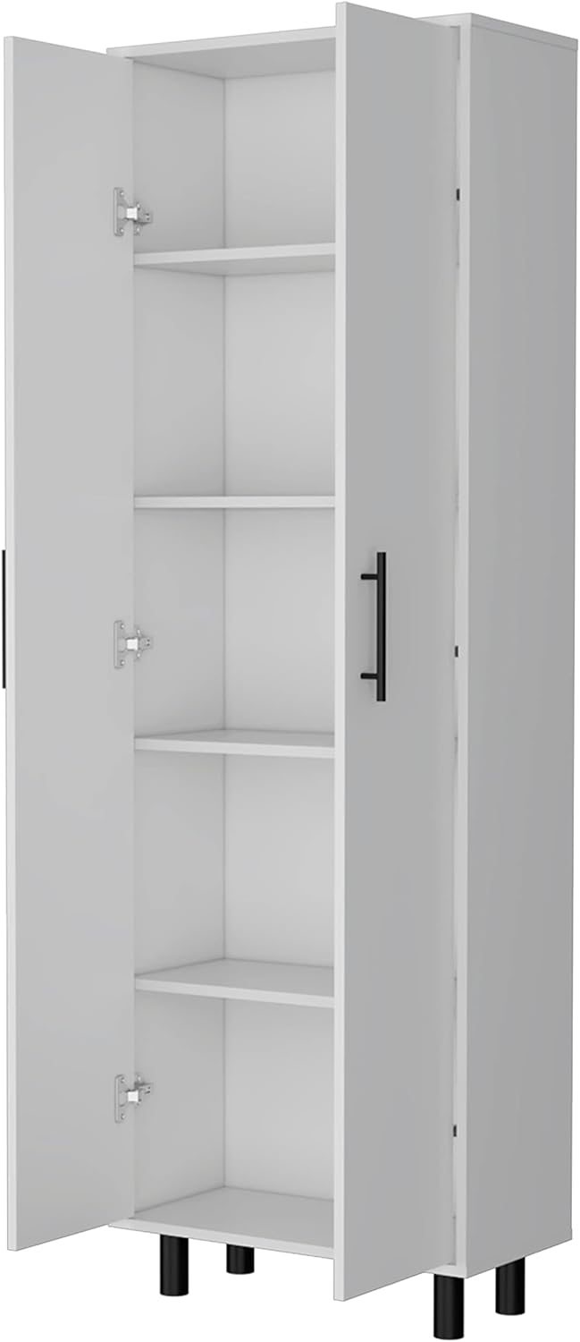 2 Door 5 Shelf Kitchen Pantry White