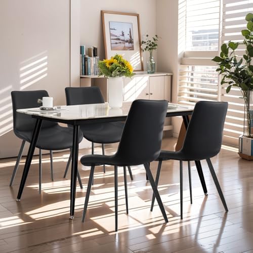 Dining Chairs, Modern PU Leather Dining Room Chair with Sturdy Metal Legs, Up...