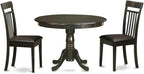 East West Furniture HLCA3-CAP-LC 3 Piece Modern Dining Table Set Contains a Round Wooden Table with Pedestal and 2 Faux Leather Dining Room Chairs, 42x42 Inch, Cappuccino