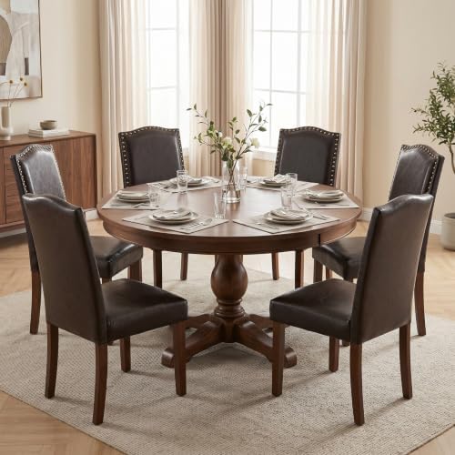 Upholstered Dining Chair Set of 6, PU Leather Kitchen Chair