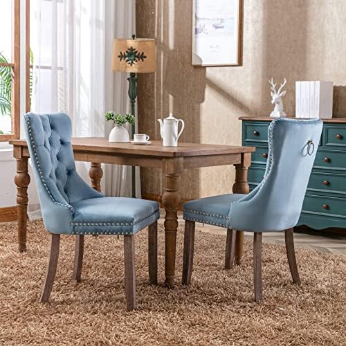 KEIKI Tufted Dining Room Chairs Set of 2, Velvet Kitchen Nailhead Trim Chairs...