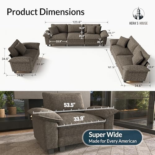 HERA'S HOUSE 3 Pieces Modular Sectional Couch Set with Armchair Loveseat ...