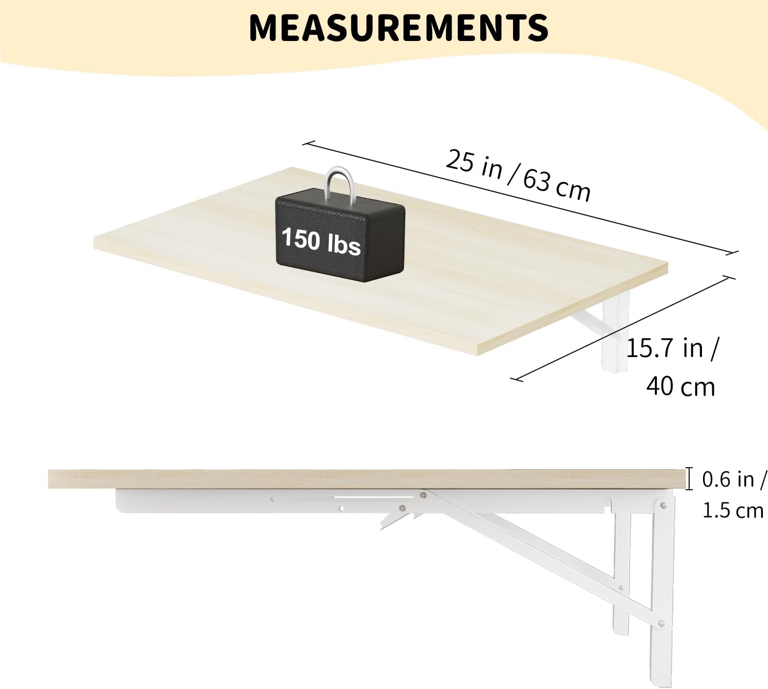 GOYLSER Laundry Room Wall Mounted Folding Table, Kitchen Restaurant Home Bar Work Table, Waterproof Easy to Install and Clean