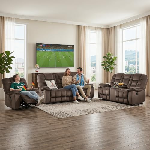 HAOMARKETS 3 Pieces Recliner Sofa Furniture Set, Include 2 Power Recliner Cha...