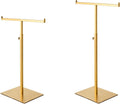 Purse Display Stand Set of 2 Jewelry Tower Stainless Steel Jewelry Handbags Stand Tabletop for Necklaces Purse Hanger Stands Adjustable Height Organizer Home Store Boutique, Gold