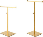 Purse Display Stand Set of 2 Jewelry Tower Stainless Steel Jewelry Handbags Stand Tabletop for Necklaces Purse Hanger Stands Adjustable Height Organizer Home Store Boutique, Gold