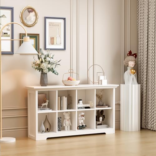 OSCHF 8-Cube Open Bookcase with Base, 2-Tier Low Cabinet, White