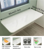 Wall Mounted Folding Table,White Floating Desk for Small Spaces,Stainless Steel Bracket Laundry Folding Table,Wall Folding Desk,Home Bars and Dining Establishments（80x50cm/31.5"x19.7"