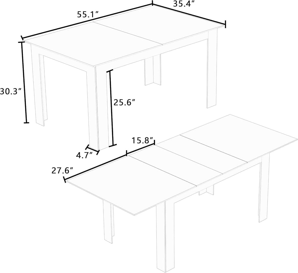 Extendable Dining Table for 6-10 Person, 55" to 86" Modern Dining R...