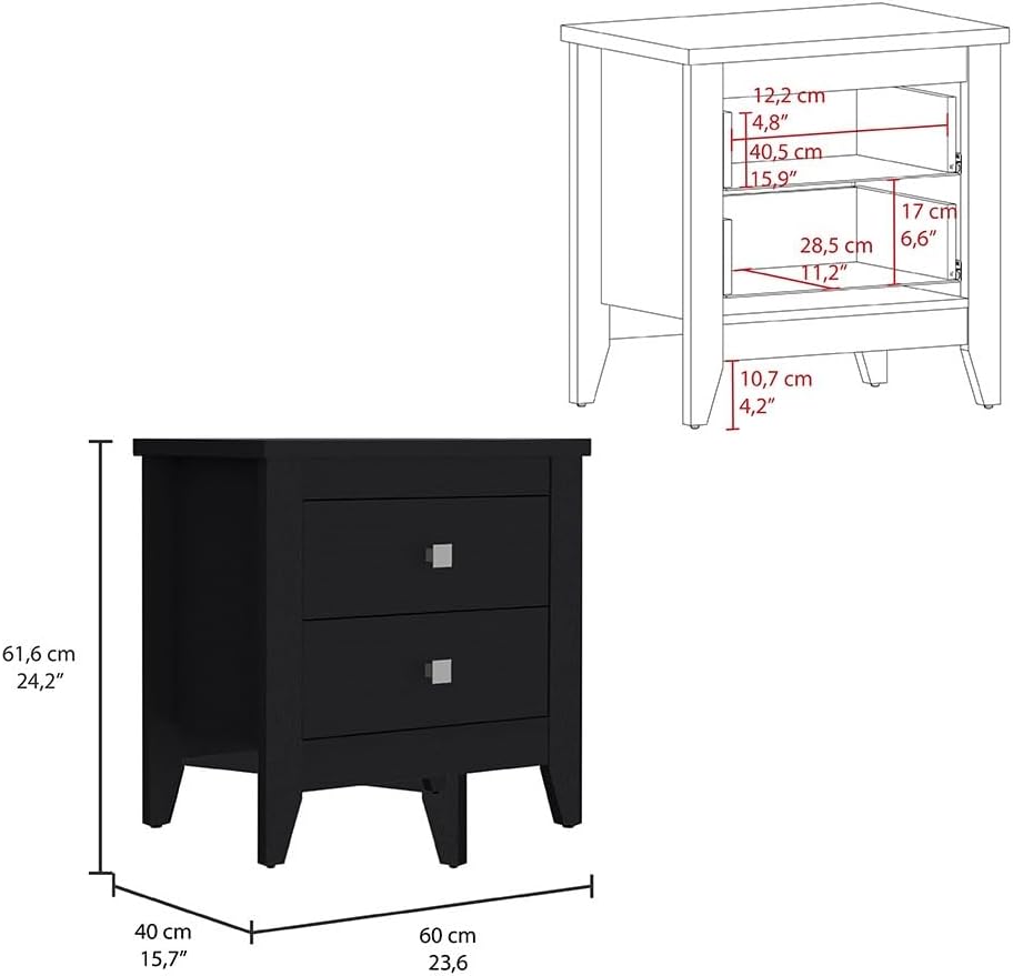 Nightstand More, Two Shelves, Four Legs,for Small Spaces