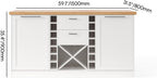 homary 59" Modern Kitchen Island with Storage & Wine Rack, Natural & White Kitchen Table with 2 Drawers, 2 Doors & Adjustable Shelves for Kitchen, Dining Room Prep Station & Organizer
