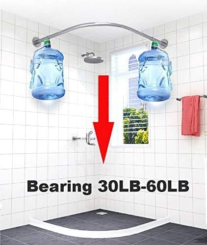Corner Shower Curtain Rod Adjustable Stainless Steel L Shaped Rack Drill Free Install for Bathroom, Bathtub, Clothing Store (27"-39"x27"-39")