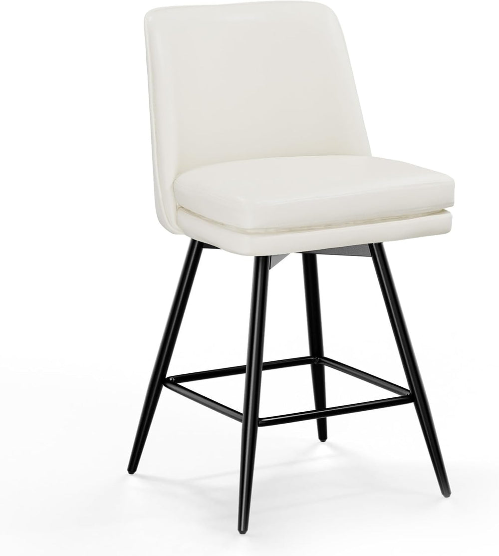 VINGLI 26" H Swivel Barstools Set of 1, PU Faux Leather Upholstered Coun...