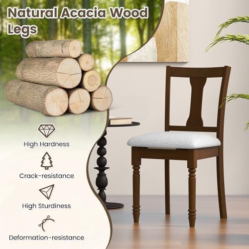 GIANTEX Wood Dining Chairs Set of 2, Farmhouse Dining Room Chair with Cushion...