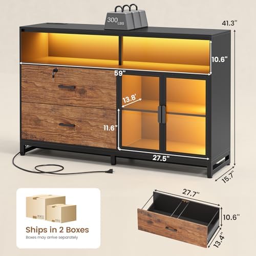 SEDETA 59" Filing Cabinet with Lock Drawers fits Legal Size for Home Off...