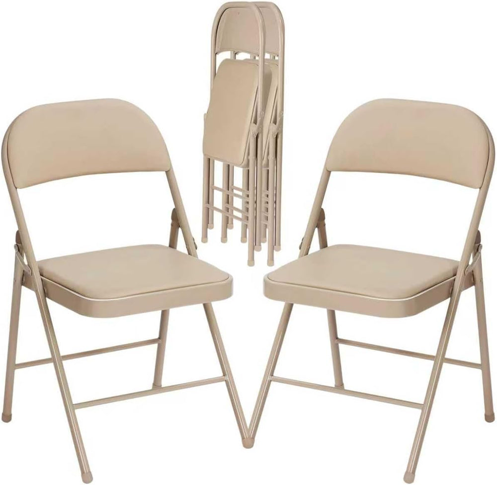 4 Pack Folding Chairs with Cushion, Comfortable Padded Foldable Dinning Chair...