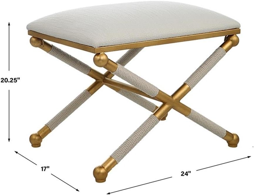 BOWERY HILL Contemporary Small Bench, 24"x17"x20.25", Iron Bas...