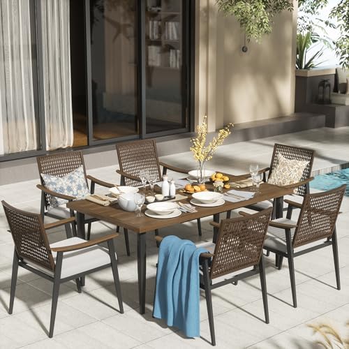7 Piece Patio Dining Set , Rattan Wicker Patio Chairs Set