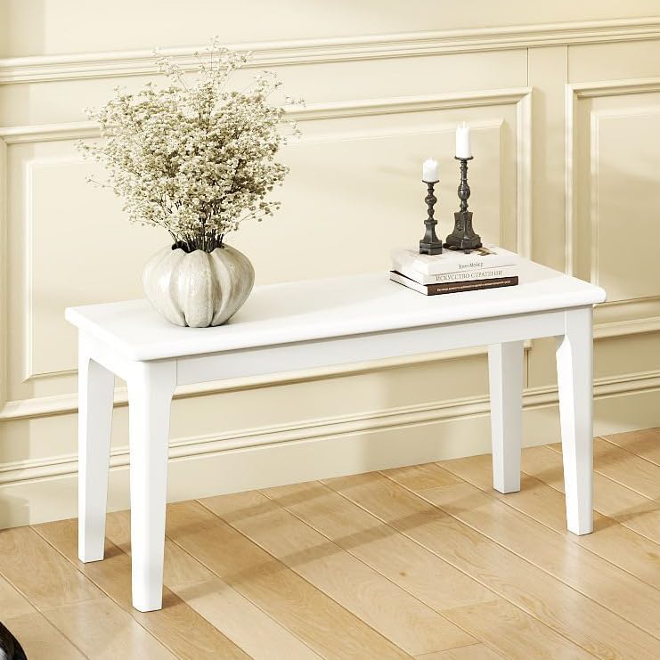 Dining Bench 39.4" Solid Oak Wooden Bed End＆Entryway Bench for Living Ro...