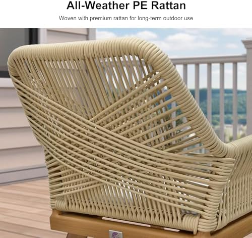 PURPLE LEAF Patio Dining Set 11 Pieces Rattan Aluminum Thick Cushion Teak