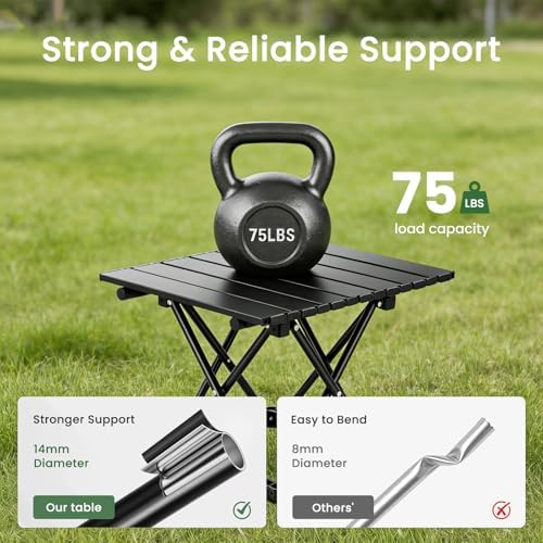 2 Pack Camping Table Foldable, Portable Folding Beach Table, Black-S | Ultral...