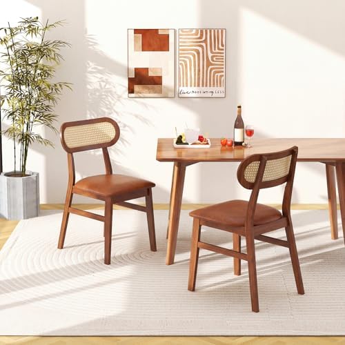 GOFLAME Wooden Dining Chairs Set of 2, Mid-Century Modern Kitchen Chairs with...