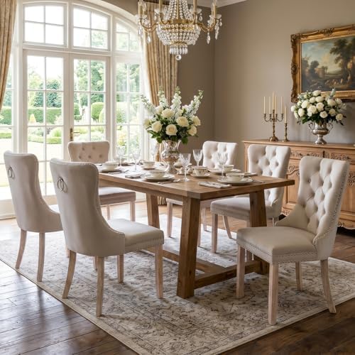 SoarFlash Velvet Dining Chairs Set of 6, Tall Back Side Chair, Modern Upholst...