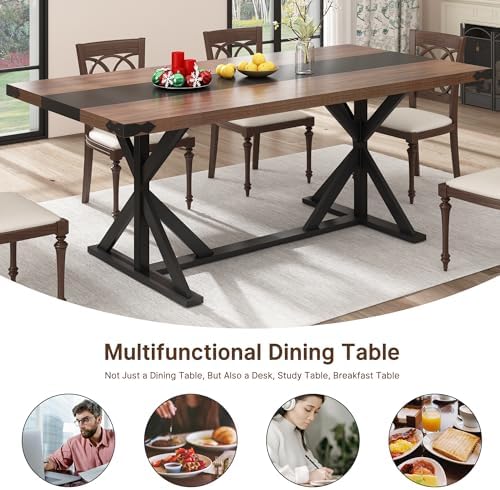 Hlivelood 71 Inch Dining Table for 6 People, Rectangular Kitchen Farmhouse Ta...