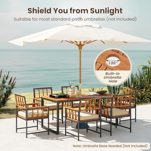 Tangkula 7 Pieces Patio Dining Set, Outdoor Acacia Wood Table and Chairs with...