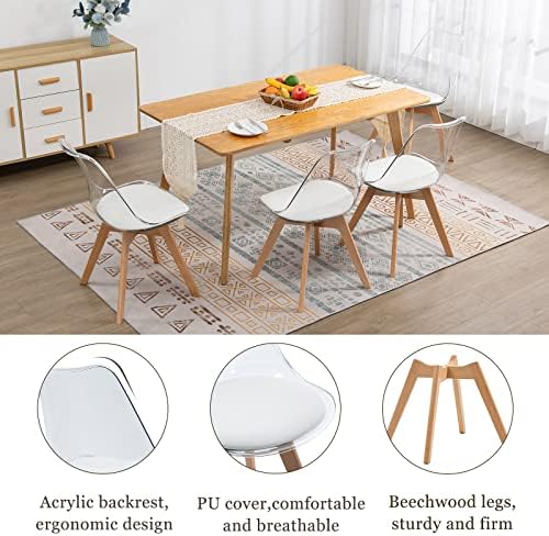 ANOUR Dining Chairs Set of 4, Modern Kitchen Clear Acrylic Accent Dinner Chai...