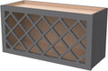Solid Wood RTA Wine Bottle Rack Wall Cabinet with Lattice Panels Wine Holder Wine Storage Cabinet for Bar, Pantry, Wine Cellar Basement Countertop Mocha (Pebble Gray, 30”W × 12”D × 18”H)