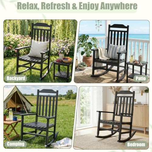 Outdoor Rocking Chairs Set of 2, Weather-Resistant Rocking Chair Ergonomic | ...