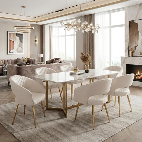 Modern Dining Chairs Set of 2, Upholstered PU Leather Dining Room Chairs with...