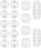 Shintop Cable Clips, 16 Pack White Cord Holder Adhesive Cable Organizer Wire Holder for Organizing Phones Chargers Desk Nightstand Car