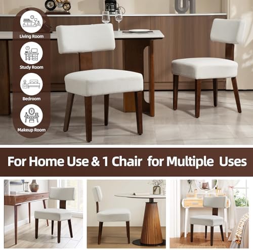 Dining Chairs Set of 8, Fabric Upholstered Wood Kitchen Chairs, Armless Linen...