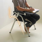 Folding Tablet Arm Chair with Writing Pad Conference Office Training Chair with Armrests for Home Office Blue(Green)