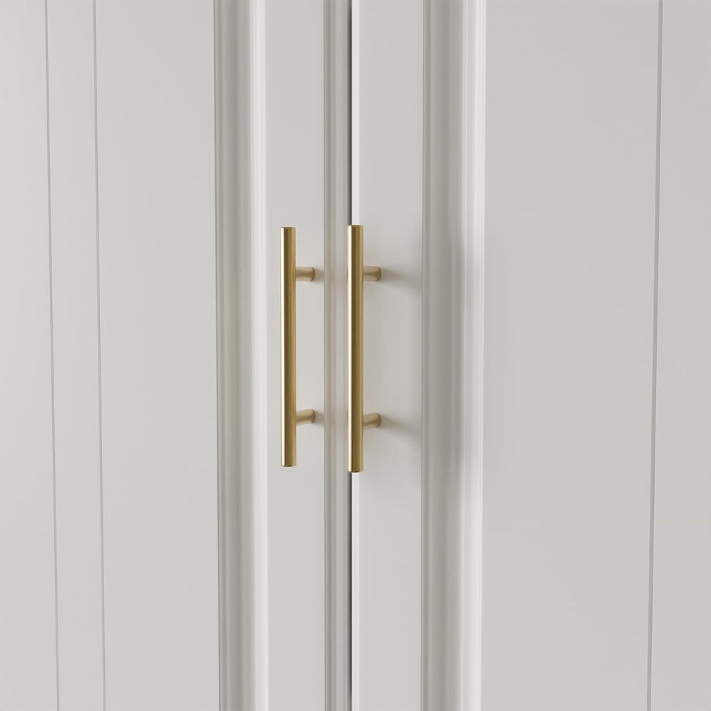 74.2" Tall Closet Storage Cabinet for Bedroom, Almirah for Clothes,White Standing Wardrobe Storage Closet Cabinet with 4 Doors and Shelves, Armoire Wardrobe with 4 Drawers and Hanging Rod