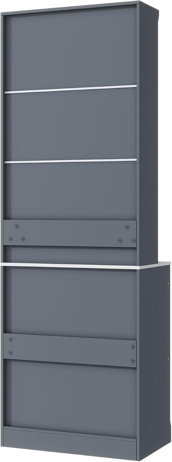 83.7inch High Kitchen Pantry with 5 Storage Drawers and Adjustable Shelf, Woo...