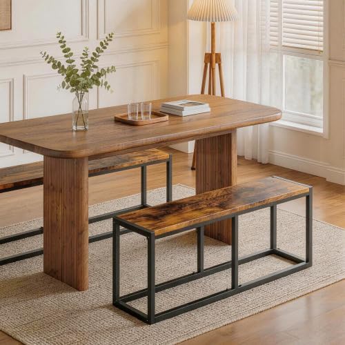VINGLI 47.2 Inch Indoor/Outdoor Bench, Rustic Brown Dining & Patio Bench ...