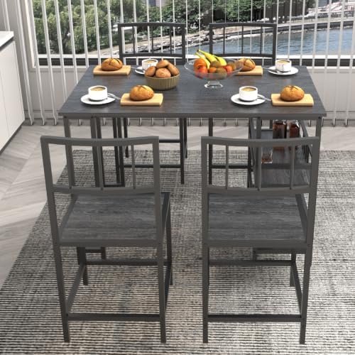 KEIKI 5-Piece Kitchen Dinner Table Set for 4 Dining with Storage, Grey