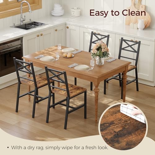 MAHANCRIS Dining Chair Set of 4, Rustic Wooden Kitchen Chairs with Backrest, ...