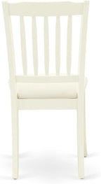 East West Furniture AMDA3-LWH-C 3 Piece Dining Table Set for Small Spaces Contains a Round Kitchen Table with Pedestal and 2 Linen Fabric Upholstered Chairs, 36x36 Inch, Linen White