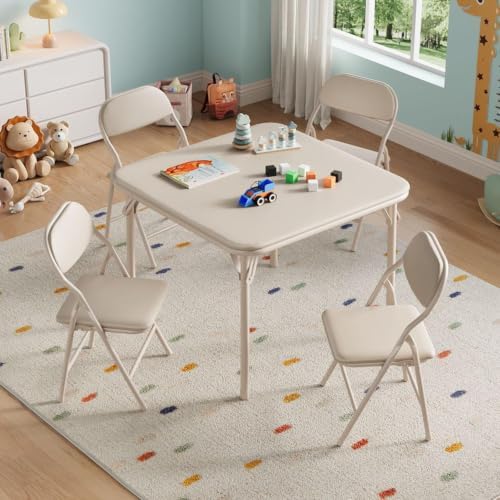 GAOMON 5 Piece Set Folding Table and Chairs Set for Boys and Girls