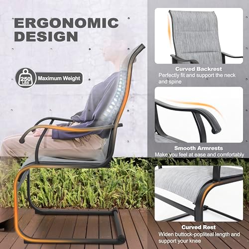 NUU GARDEN 5 Piece Outdoor Dining Set, All Weather Outdoor Padded Textilene P...