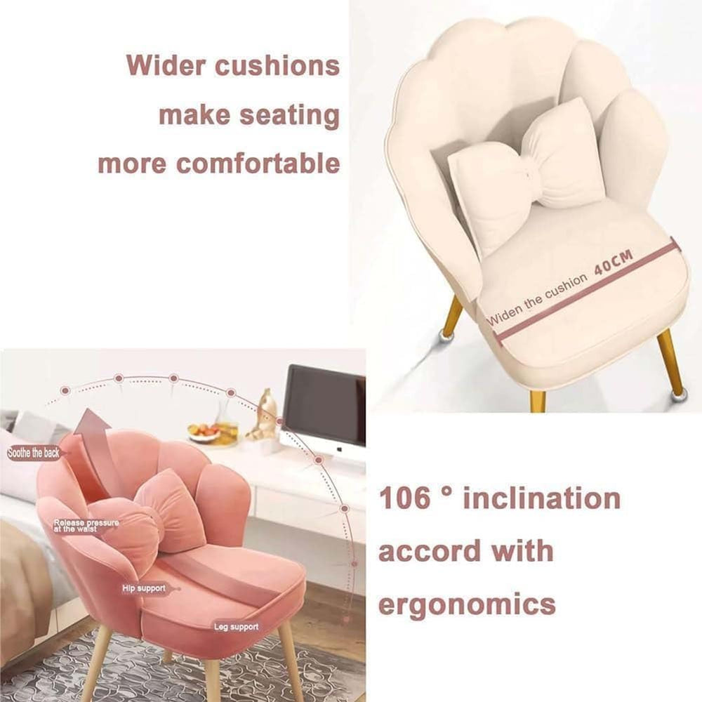Etlegor Petal Makeup Vanity Chair, 360° Swivel Makeup Stool with High Back, M...