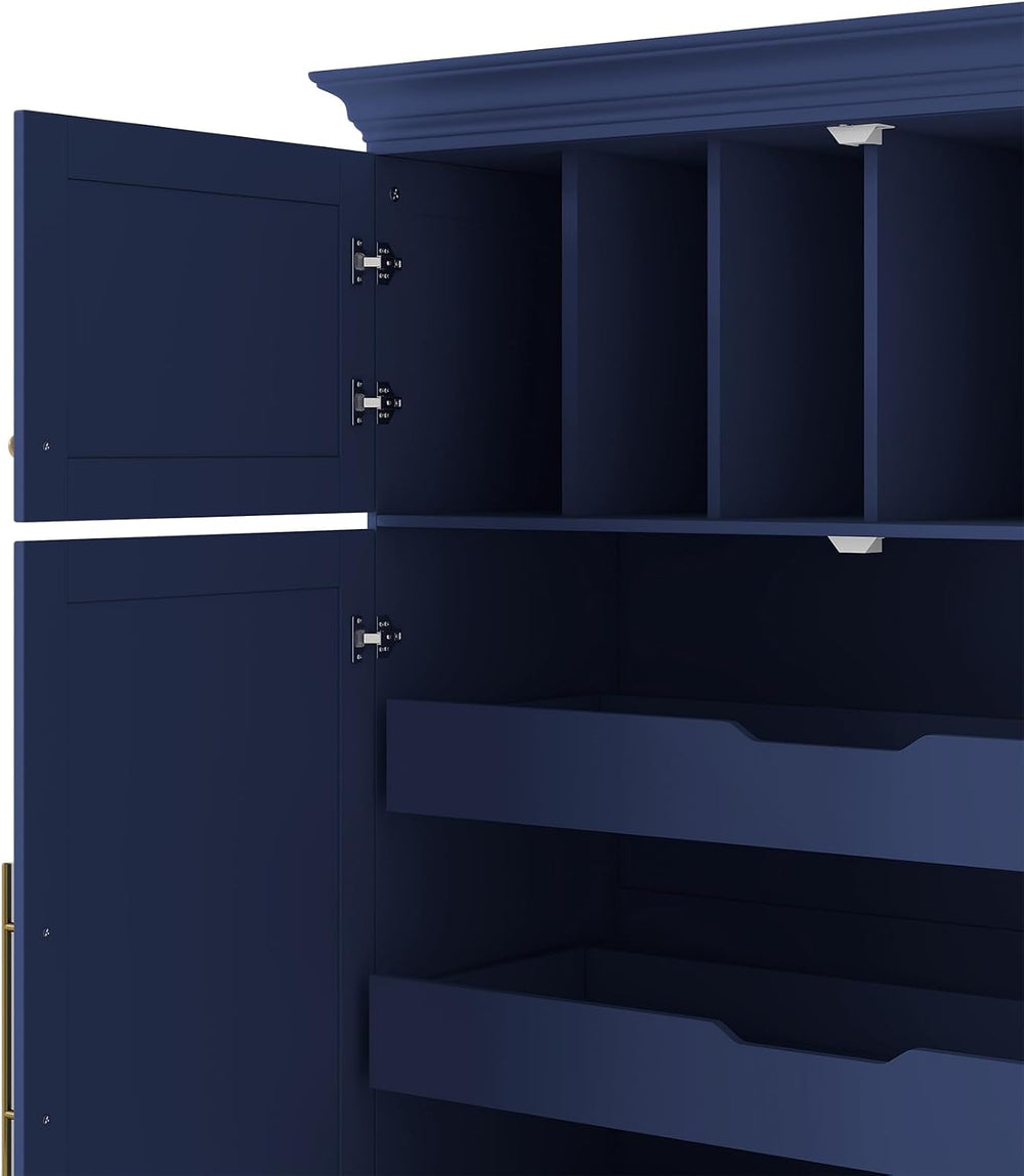 LUMISOL 72" Tall Farmhouse Kitchen Pantry with 4 Doors,Dining Storage Ca...