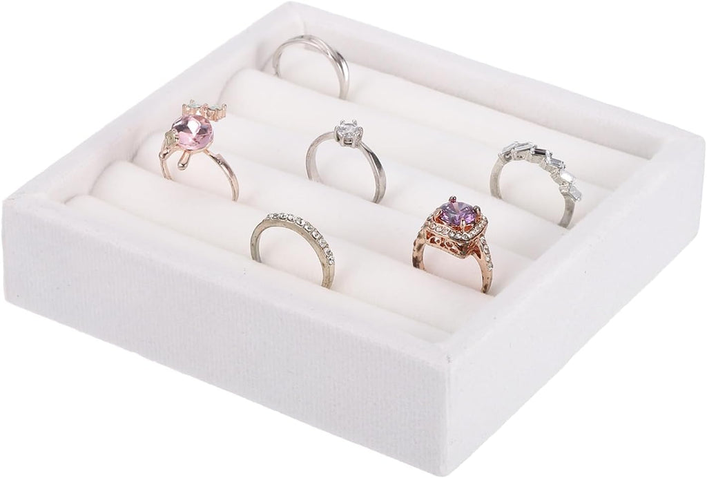 uxcell Stackable Jewelry Storage Tray, Jewelry Tray Drawer Organizer, Small Display Box for Earrings, Necklaces, Rings and Bracelets, White