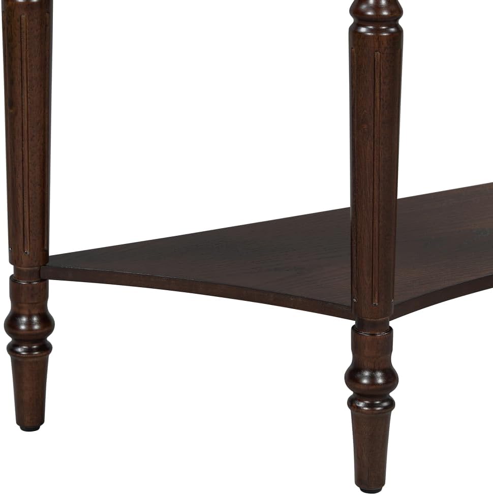 ZOEDO Farmhouse Half Moon Console Table with Drawer & Shelf - Rustic Acce...